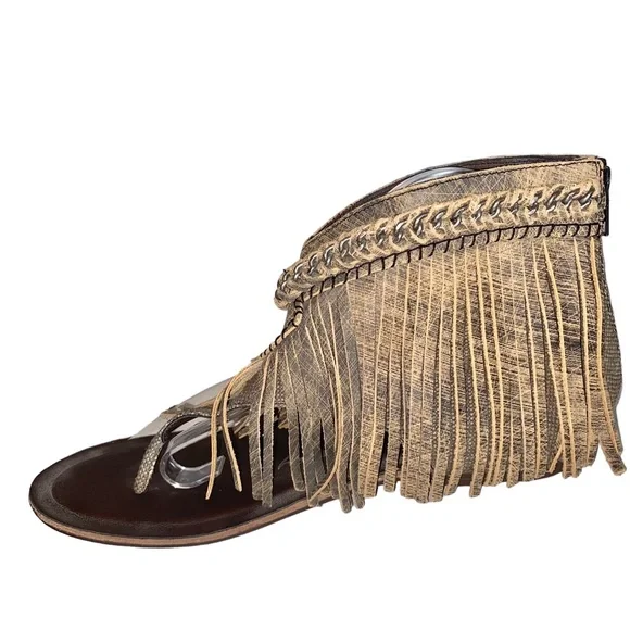 Naughty Monkey Brown Fringe Sandals 10 - Picture 3 of 16